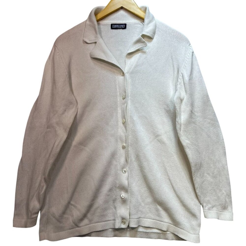 Lands' End Direct Merchants Womens Button Up Cardigan Sweater XL? White